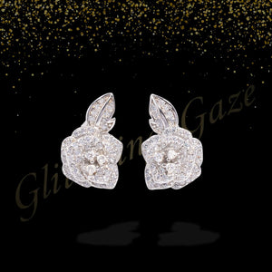 Floral Earrings with Delicate Leaf Accents Floral Earrings with Delicate Leaf Accents