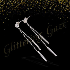 Elegant Long Drop Earrings with Crystal Shine Elegant Long Drop Earrings with Crystal Shine