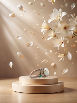 Solid Rose Gold Opal & Emerald Statement Ring Solid Rose Gold Opal & Emerald Statement Ring