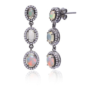 Pave Diamond Ethiopian Opal Drop Earrings Pave Diamond Ethiopian Opal Drop Earrings