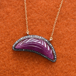Pave Diamond Carved Ruby Necklace Pave Diamond Carved Ruby Necklace