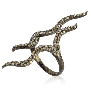Sterling Silver Pave Diamond Snake Ring Sterling Silver Pave Diamond Snake Ring