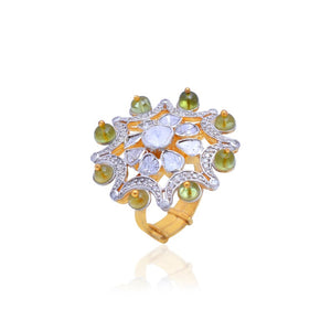 Sterling Silver Polki Diamond Peridot Ring Sterling Silver Polki Diamond Peridot Ring