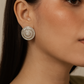 Classic Round Stud Earrings with Crystal Shine