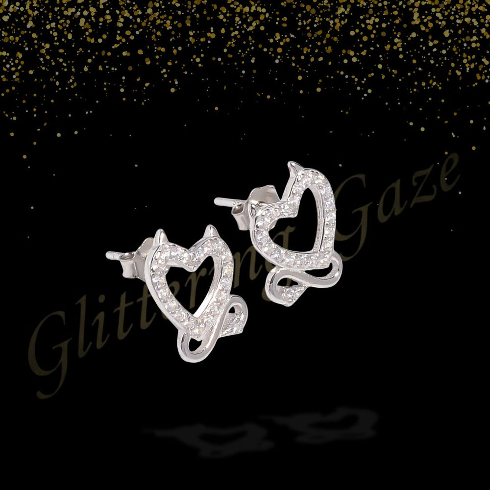Elegant Heart-Shaped Stud Earrings with Crystal Shine