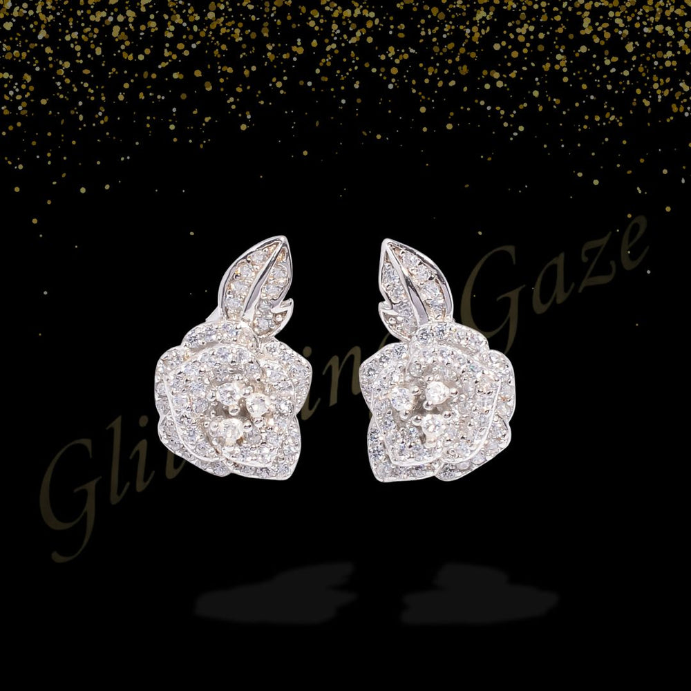 Floral Earrings with Delicate Leaf Accents