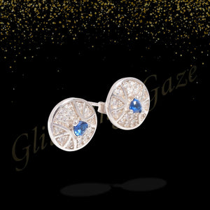 Classic Short Drop Earrings with Blue Gemstone