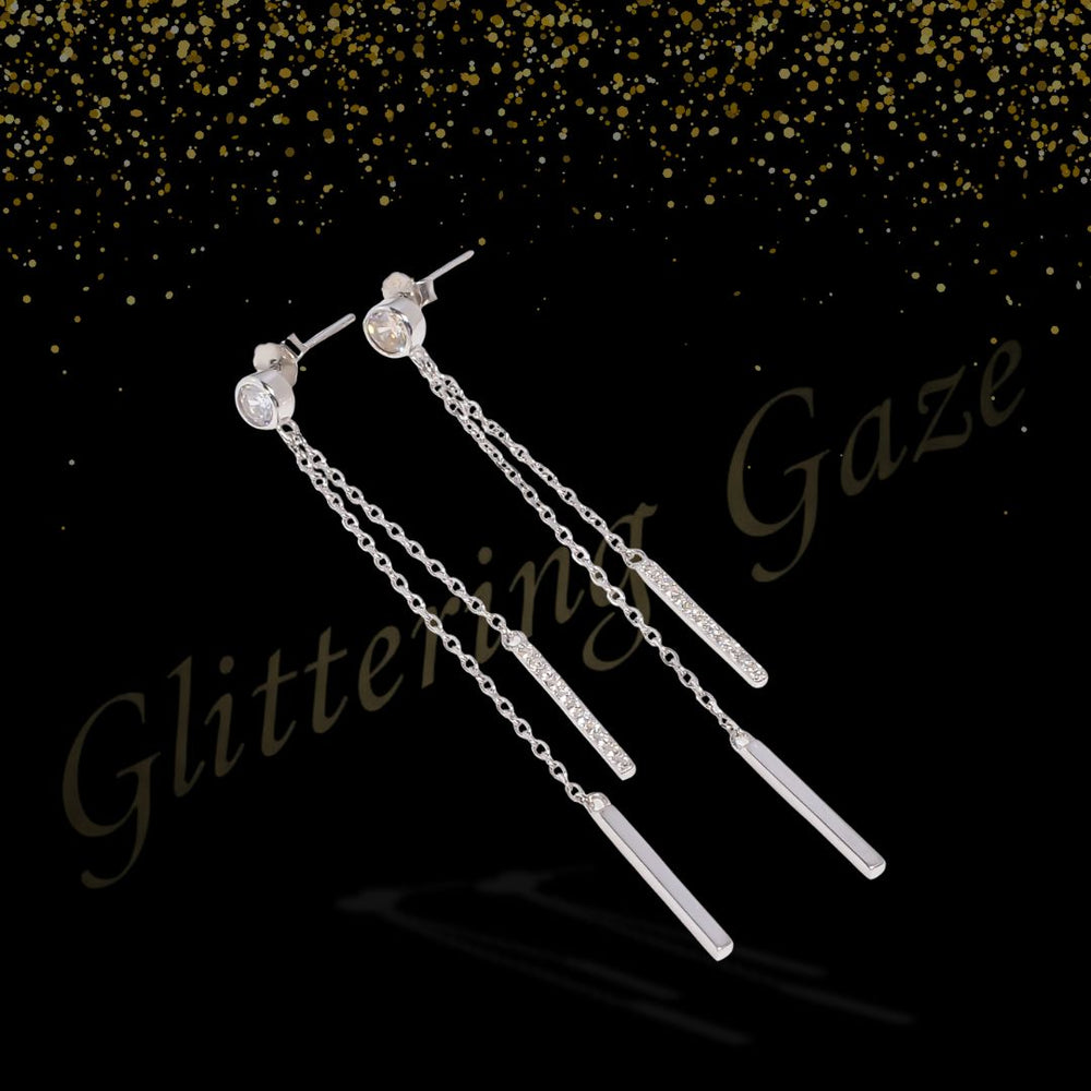 Elegant Long Drop Earrings with Crystal Shine