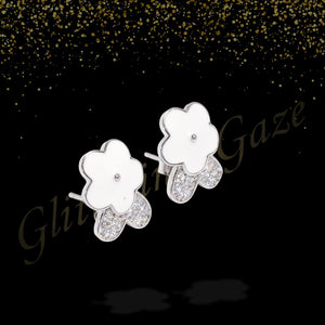Floral Stud Earrings with Crystal Accents