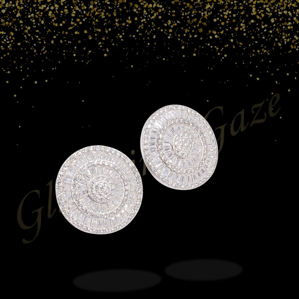 Classic Round Stud Earrings with Crystal Shine