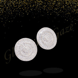 Classic Round Stud Earrings with Crystal Shine