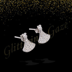 High-Finish Silver Stud Earrings with Sparkling Stones