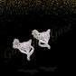 Silver Animal Stud Earrings with Pink Dot Eyes