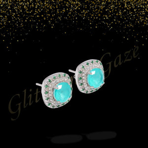 Blue Crystal Centerpiece Earrings for Women