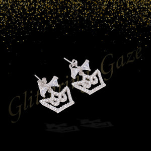 Elegant Crown Drop Earrings with Sparkling Crystals