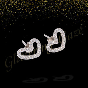Sparkling Heart – High Finish Silver Stud Earrings