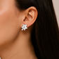 Star-Flower Stud Earrings with Crystal Accents