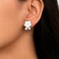 Floral Stud Earrings with Crystal Accents