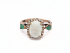 Solid Rose Gold Opal & Emerald Statement Ring