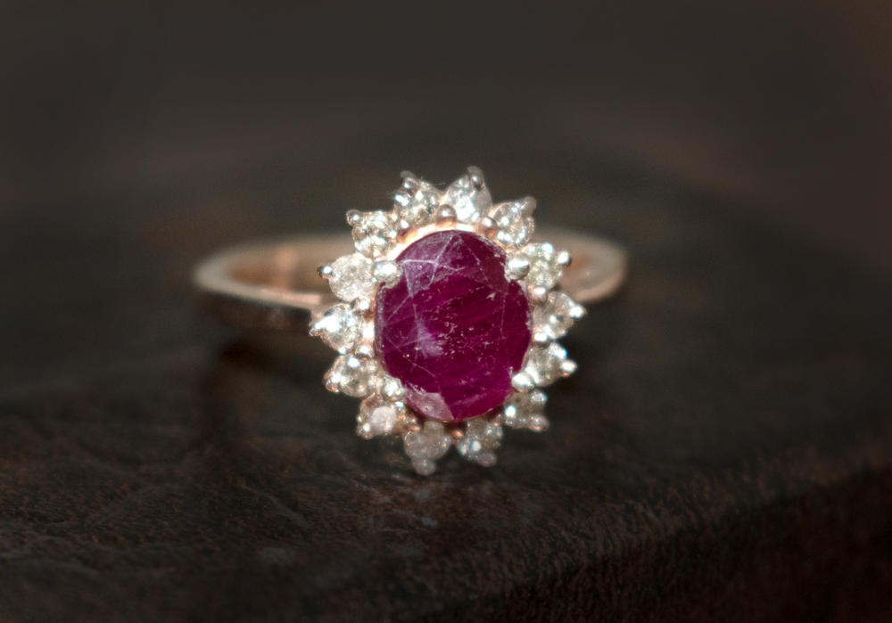 Solid Gold Ruby & Moissanite Engagement Ring