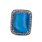 Sterling Silver Pave Diamond & Blue Druzy Statement Ring