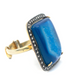 Sterling Silver Pave Diamond & Blue Druzy Statement Ring