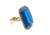 Sterling Silver Pave Diamond & Blue Druzy Statement Ring