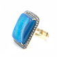 Sterling Silver Pave Diamond & Blue Druzy Statement Ring
