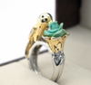 Bird with flower ring