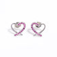 Dainty Heart Earrings with Pink Crystal Accents