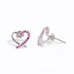 Dainty Heart Earrings with Pink Crystal Accents