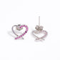 Dainty Heart Earrings with Pink Crystal Accents