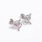 Silver Animal Stud Earrings with Pink Dot Eyes
