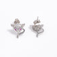Silver Animal Stud Earrings with Pink Dot Eyes