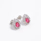 Elegant Silver Earrings with Red Stone Center