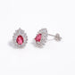 Elegant Silver Earrings with Red Stone Center