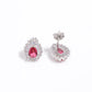 Elegant Silver Earrings with Red Stone Center