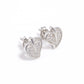 Silver Heart Stud Earrings with Sparkling Stones