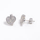 Silver Heart Stud Earrings with Sparkling Stones