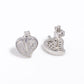 Silver Heart Stud Earrings with Sparkling Stones
