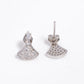 High-Finish Silver Stud Earrings with Sparkling Stones