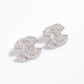 Midnight Glam – Silver Hoop Earrings with Black Stone & Crystals