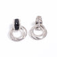 Bold Elegance – Silver & Black Stone Hoop Earrings
