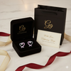 Dainty Heart Earrings with Pink Crystal Accents
