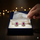 Elegant Silver Earrings with Red Stone Center