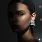 Midnight Glam – Silver Hoop Earrings with Black Stone & Crystals