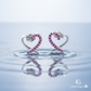 Dainty Heart Earrings with Pink Crystal Accents