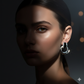 Bold Elegance – Silver & Black Stone Hoop Earrings