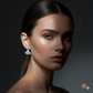 High-Finish Silver Stud Earrings with Sparkling Stones