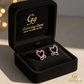 Dainty Heart Earrings with Pink Crystal Accents